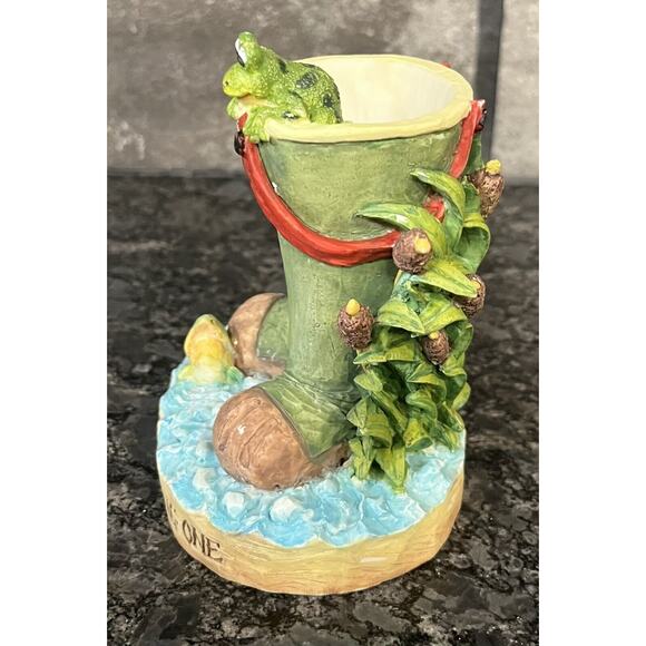 Enesco Moose Creek Crossing “Wading For the Big One” Waders Vase 1995 Frogs - Picture 3 of 8